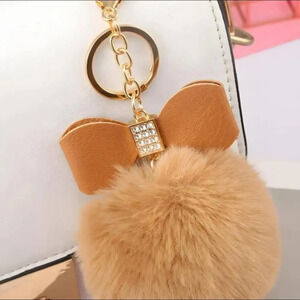 SHEIN Women's Rhinestone Decor Pom Pom Charm Fashion Keychain